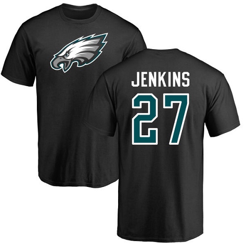 Men Philadelphia Eagles #27 Malcolm Jenkins Black Name and Number Logo NFL T Shirt->philadelphia eagles->NFL Jersey